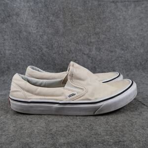 Vans Shoes Womens 8.5 Classic Slip On Sneakers Casual Canvas White Trainer Skate